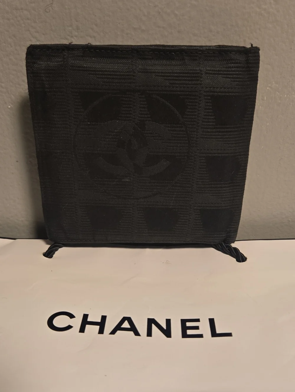 CHANEL Travel Line Black Quilted Fabric Bi-Fold Wallet